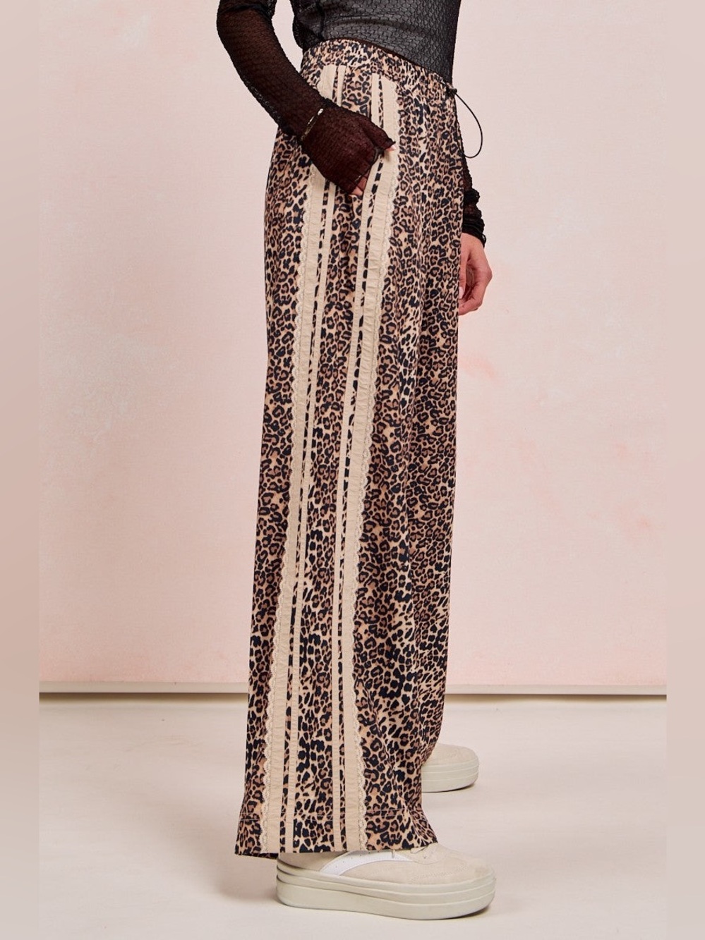 BiBi Leopard Lace Striped Track Pants